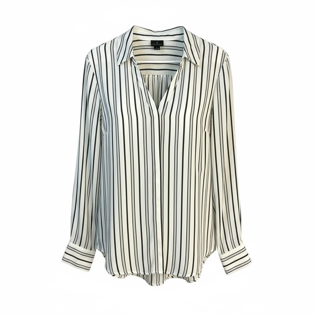 Worthington Black and White Striped Button Down Shirt